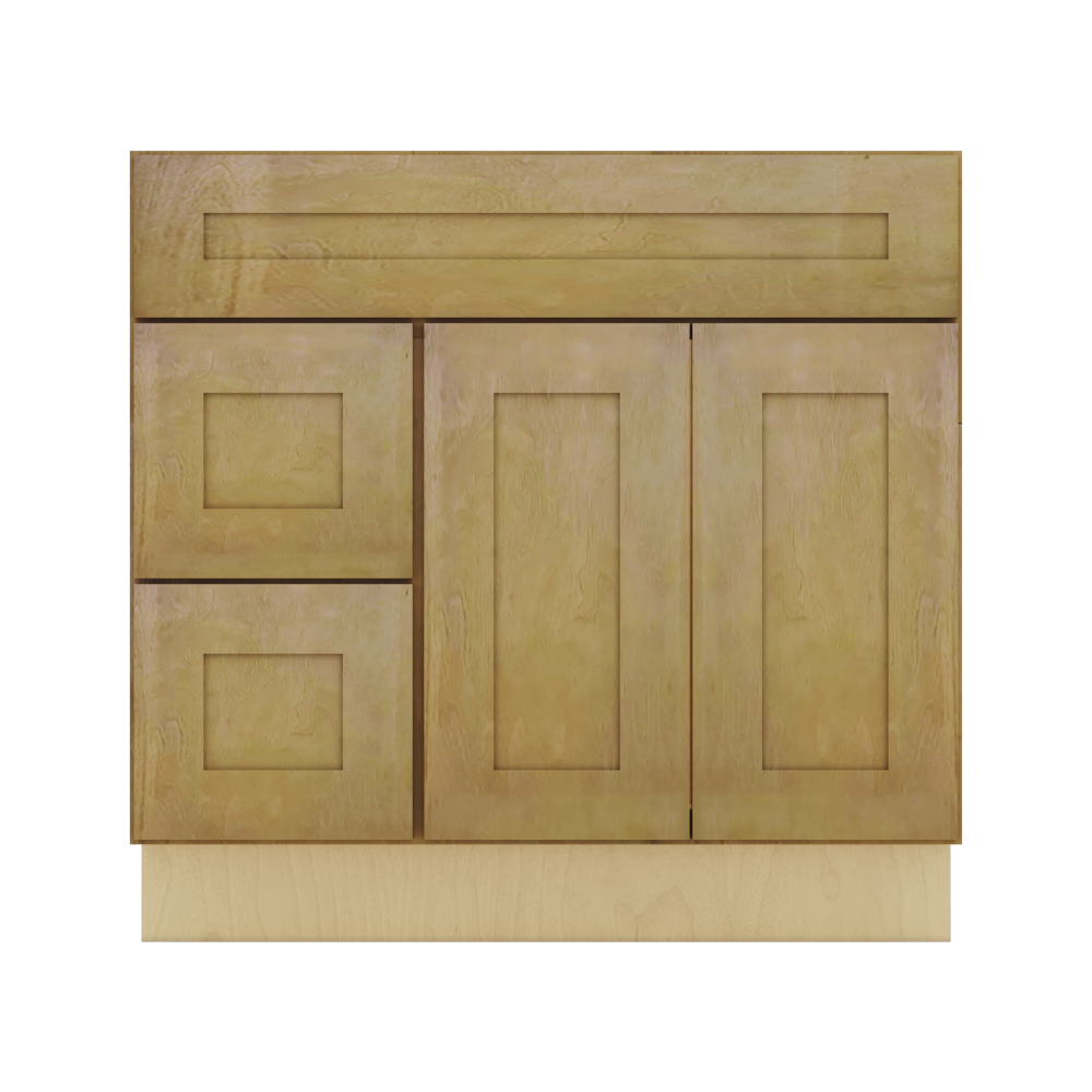 Modernform Cabinet Natural Shaker 36" W X 34 1/2" H X 21" D Combo Cabinet w/2 Tub Drawers